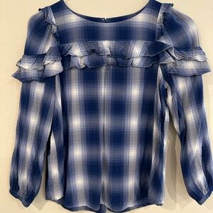 LOFT Ruffle Yoke Plaid Blouse - SP